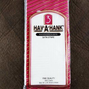 Vintage Hav-A-Hank NIP Handkerchiefs 16"x16" 3pk 100% Cotton Satin Stripe White